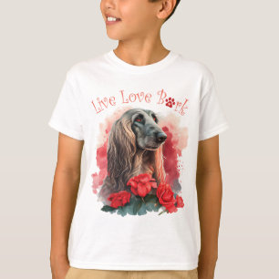 Söt afghansk hund blommig t shirt