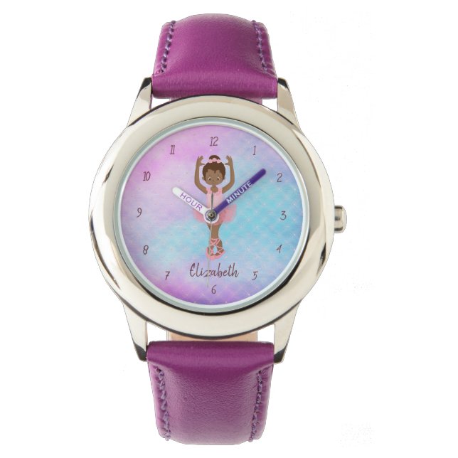 Söt African American Ballerina Wrist Watch Armbandsur (Framsida)