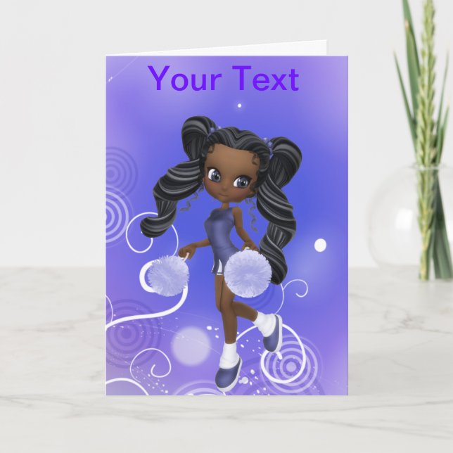 Söt African American CheerLedar Greeting Card Kort (Framsida)