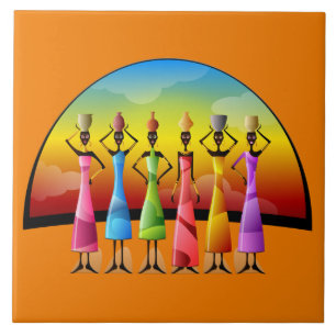 Söt African Tribal dam decor Kakelplatta