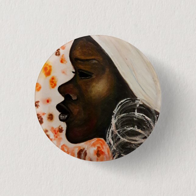 Söt African Woman Button Knapp (Framsida)