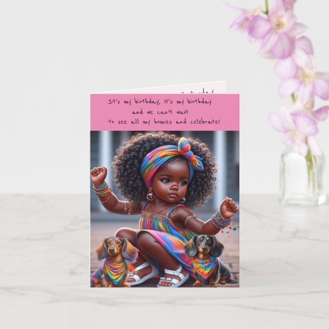 Söt afrikansk flicka födelsedagsfest inbjudan (Orkide)