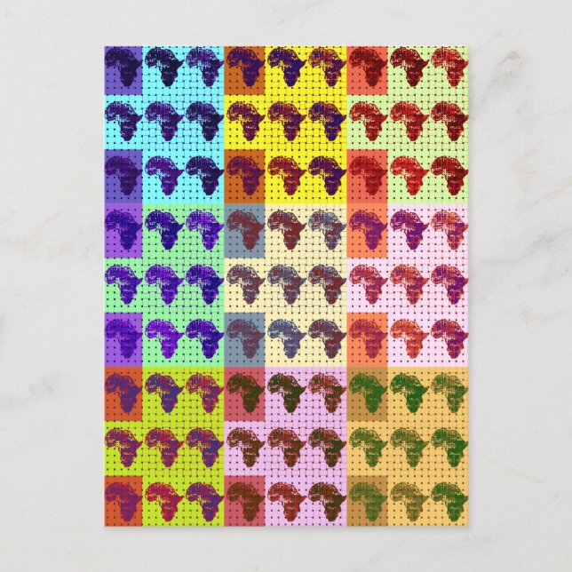 Söt afrikansk Karta-kontrollerad konst Vykort (Framsida)