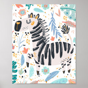 Söt afrikansk zebra barnkammare poster