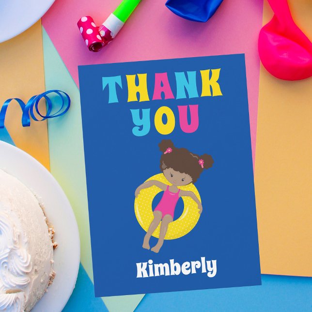 Söt afroamerikansk simflicka Personlig pool Tack Kort (Skapare uppladdad)