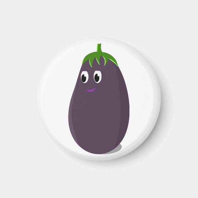 Söt äggplantsutskrift magnet (Framsidan)