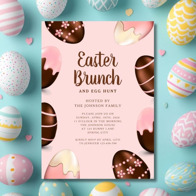 Söt äggsökning och påskbrunch inbjudningar (Cute Egg Hunt And Easter Brunch Invitation)