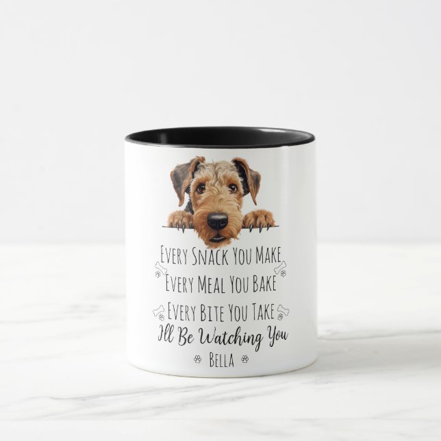 Söt Airedale Hund Rolig Anpassad Mugg (Center)
