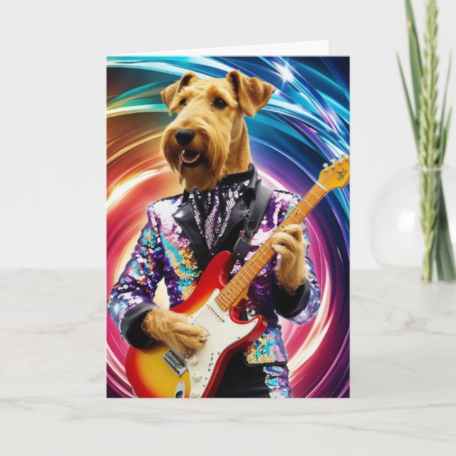 Söt Airedale Rockstjärna Kort (Framsida)