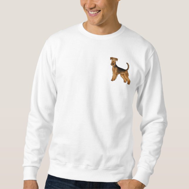 Söt Airedale Terrier Vattensideterrier Hund Design Lång Ärmad Tröja (Framsida)