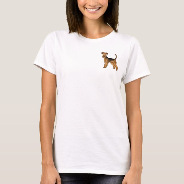 Söt Airedale Terrier Vattensideterrier Hund Design T Shirt (Framsida)