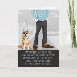 Söt Akita-hund och pappa rolig fars dag Helgkort