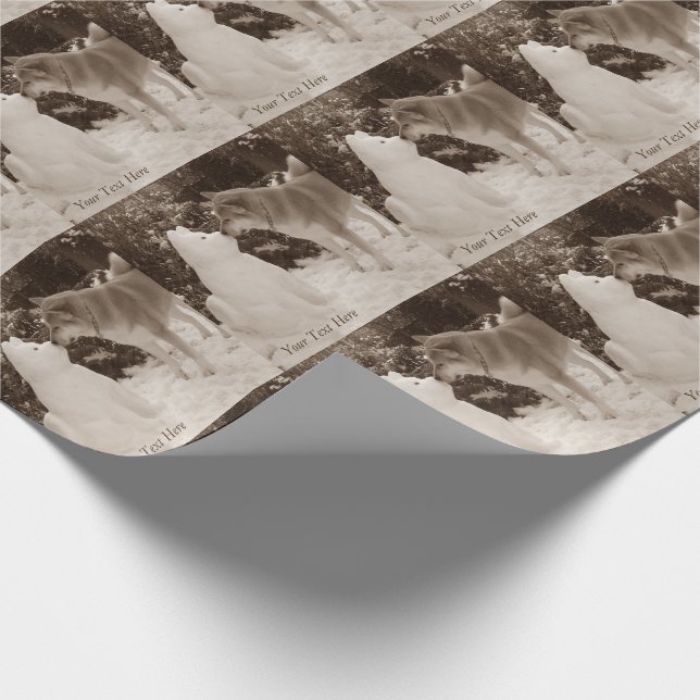 söt akita kissande snögubbe hund presentpapper (Hörn)