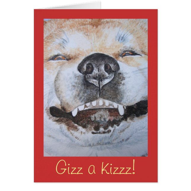 Söt akita-leende rolig hund hälsningskort (Framsidan)