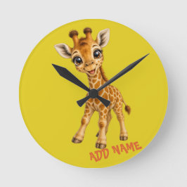 Söt Aktiv Babydjursamling Giraff Citrin Rund Klocka