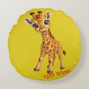 Söt Aktiv Babydjursamling Giraff Citrin Rund Kudde