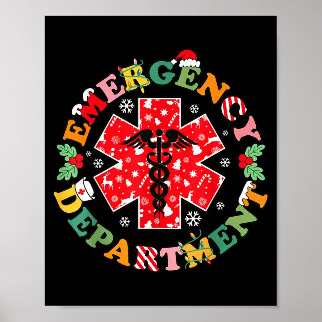 Söt akutmottagning jul Er-sjuksköterska Tomte Poster (Framsidan)