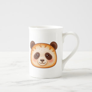 Söt akvafärg Ginger Panda bröd Ansikte Benporslin Mugg