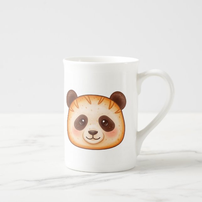 Söt akvafärg Ginger Panda bröd Ansikte Benporslin Mugg (Höger)
