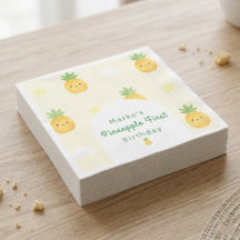 Söt akvarell-ananas 1-års födelsedag