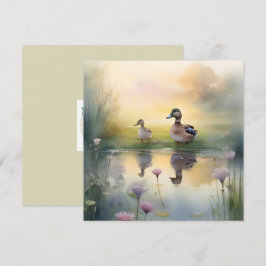 Söt akvarell ankreflektion tom  julkort