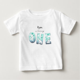 Söt akvarell baby dinosaurie 1-årsdag t shirt