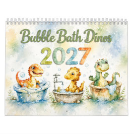 Söt akvarell-baby-dinosaurie-kalender för 2027  kalender