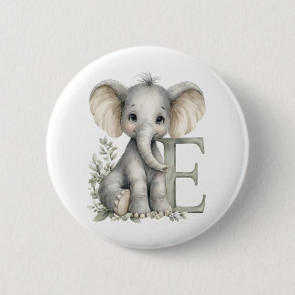 Söt akvarell baby djur alfabet Elefant Knapp