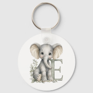 Söt akvarell baby djur alfabet Elefant Nyckelring