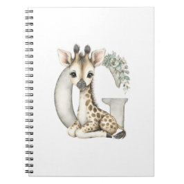 Söt akvarell baby djur alfabet Giraff Anteckningsbok
