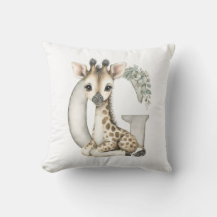Söt akvarell baby djur alfabet Giraff Kudde