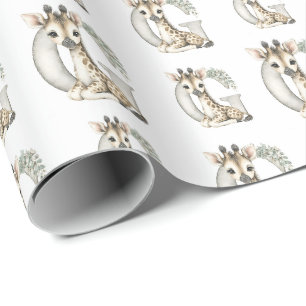 Söt akvarell baby djur alfabet Giraff Presentpapper