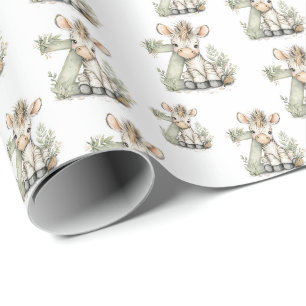 Söt akvarell baby djur alfabet Zebra Presentpapper