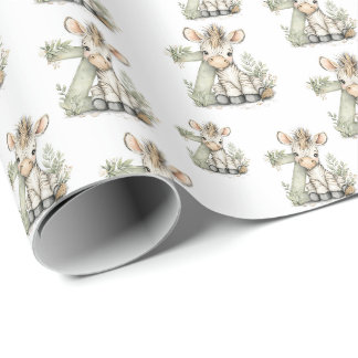 Söt akvarell baby djur alfabet Zebra Presentpapper