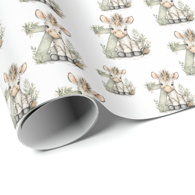 Söt akvarell baby djur alfabet Zebra Presentpapper (Rullad Hörn)