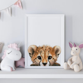 Söt akvarell baby gepard för barnkammardekor poster