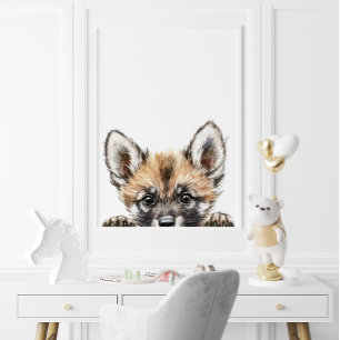 Söt akvarell baby vild hund förlossningsrum dekora poster