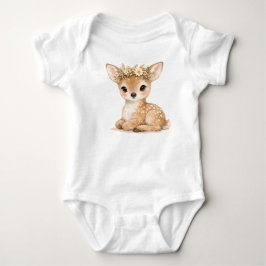 Söt akvarell Babyhjort Skogsblomma Krona T Shirt