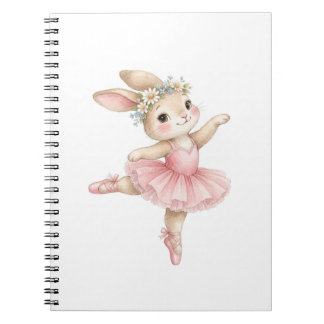 Söt akvarell ballerina kanin blommig anteckningsbok