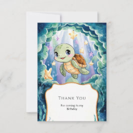 Söt akvarell barn sköldpadda födelsedag tack kort