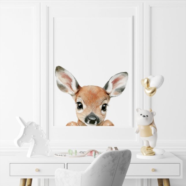 Söt akvarell Barnvagn Hjort Dekoration Poster (Cute Watercolor Baby Deer Nursery Decor)