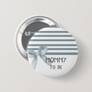 Söt akvarell blå rosett baby shower blivande mamma knapp