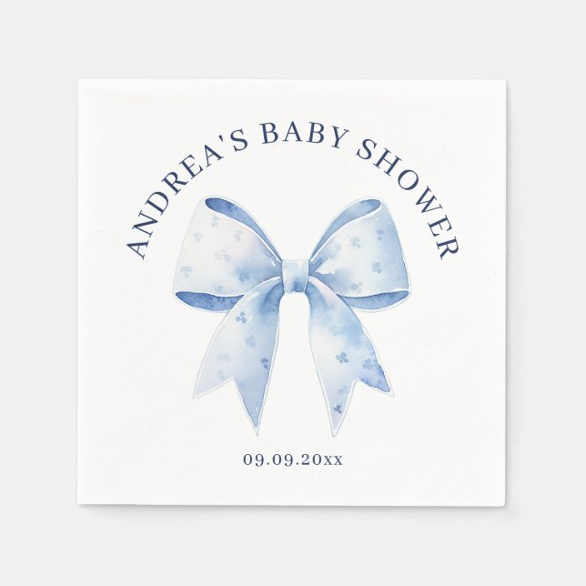 Söt akvarell blå slinga baby shower pappersservett (Framsidan)