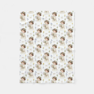Söt akvarell blomsterflicka mönster baby fleece fi