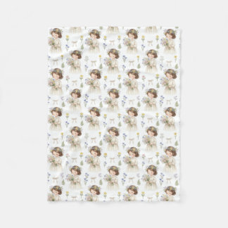 Söt akvarell blomsterflicka mönster baby fleece fi