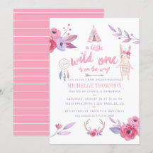Söt akvarell Boho tribal flicka baby shower