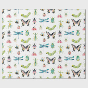 Söt akvarell Bugs & Insekter Flickas födelsedag Presentpapper