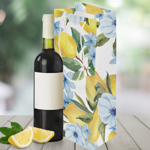 Söt akvarell citron- och blomvin presentpåse