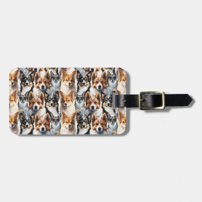 Söt akvarell Corgi Hund Mönster Bagagebricka (Horisontell Framsida)