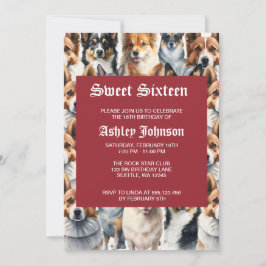 Söt akvarell Corgi Hund Mönster Inbjudningar